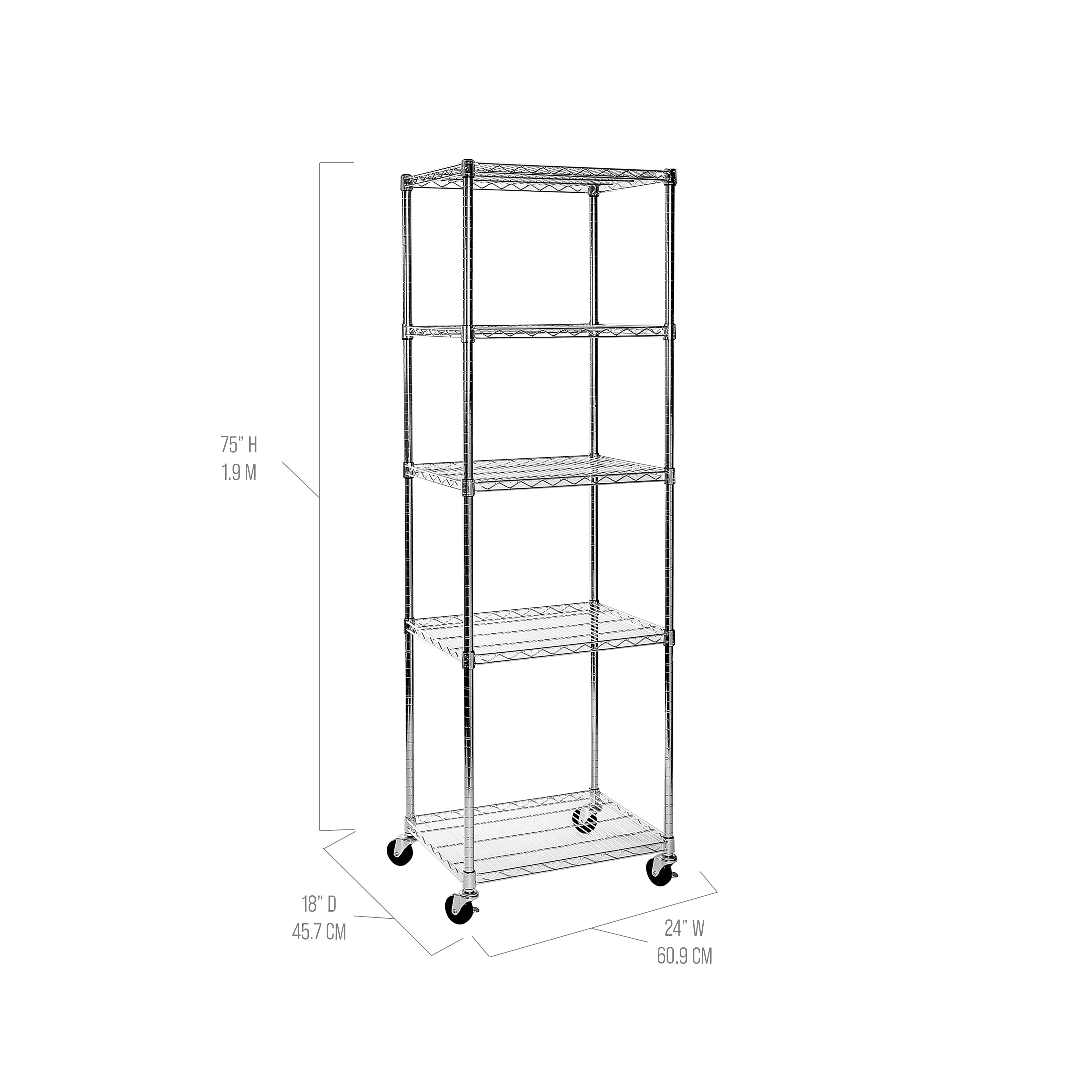 Seville Classics UltraDurable scaffale metallo 5 ripiani 61x46 cm
