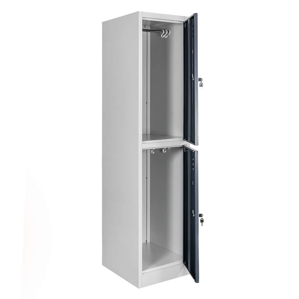 Mega-M 2 scomparti armadietto spogliatoio 40x50x180 cm grigio