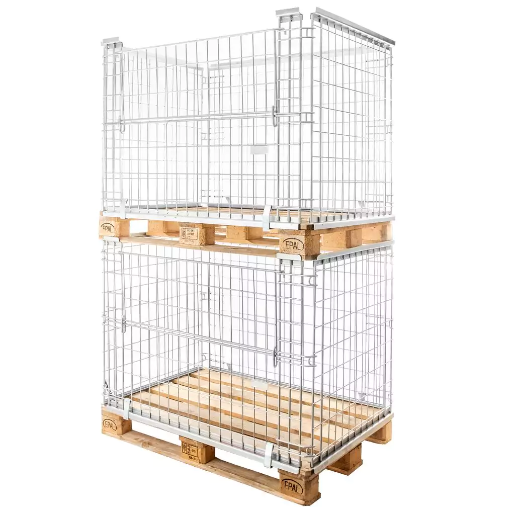 Mega-M 120x80 gitterbox sponda pallet rete zincata 800 kg