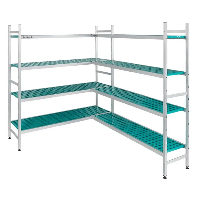 Mega-M Alufri scaffale alluminio angolare 154x151 cm 4 ripiani