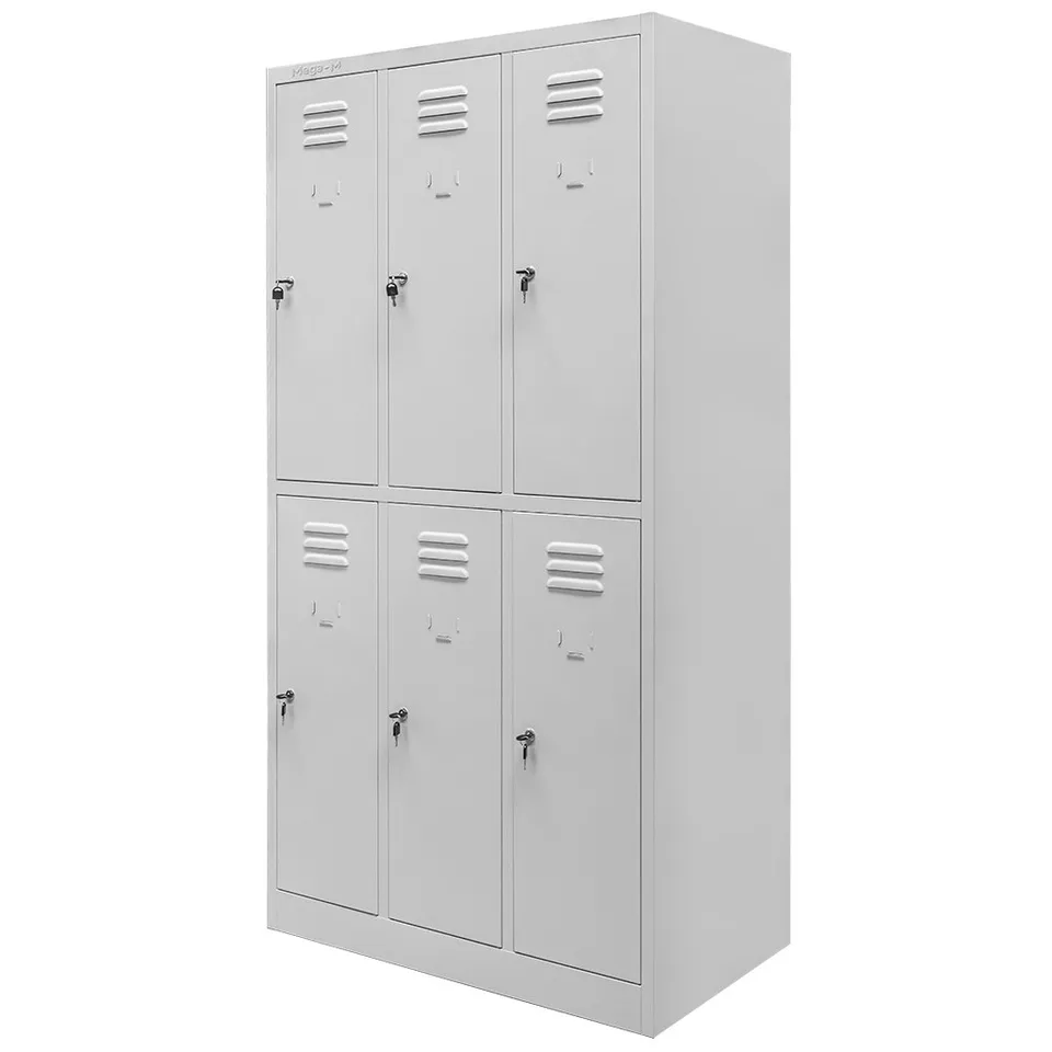 Mega-M Armadietto Spogliatoio Metallo 6 Ante 90x50x180 Grigio