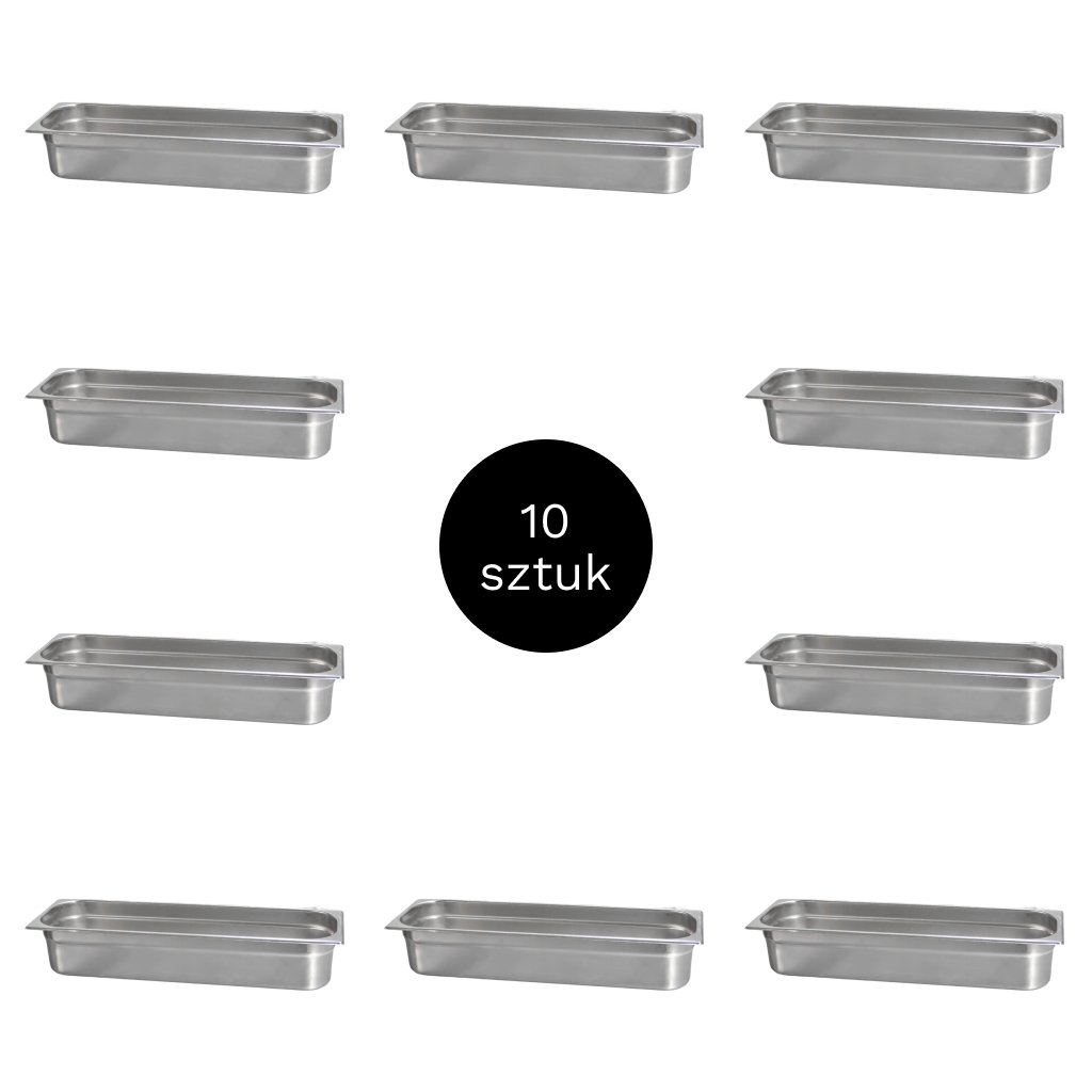Contenitori GN 2/4 acciaio inox 16,2x53x10 cm 10 pezzi