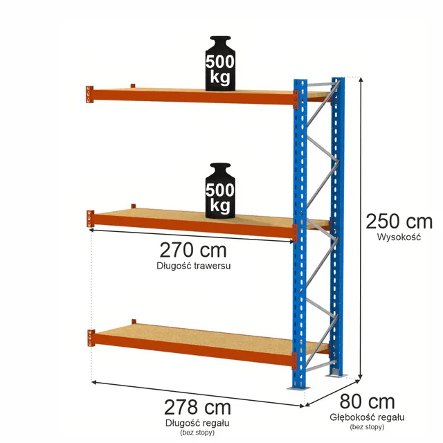 Mega-M XR scaffale metallo 3 ripiani 250x278x80 500 kg