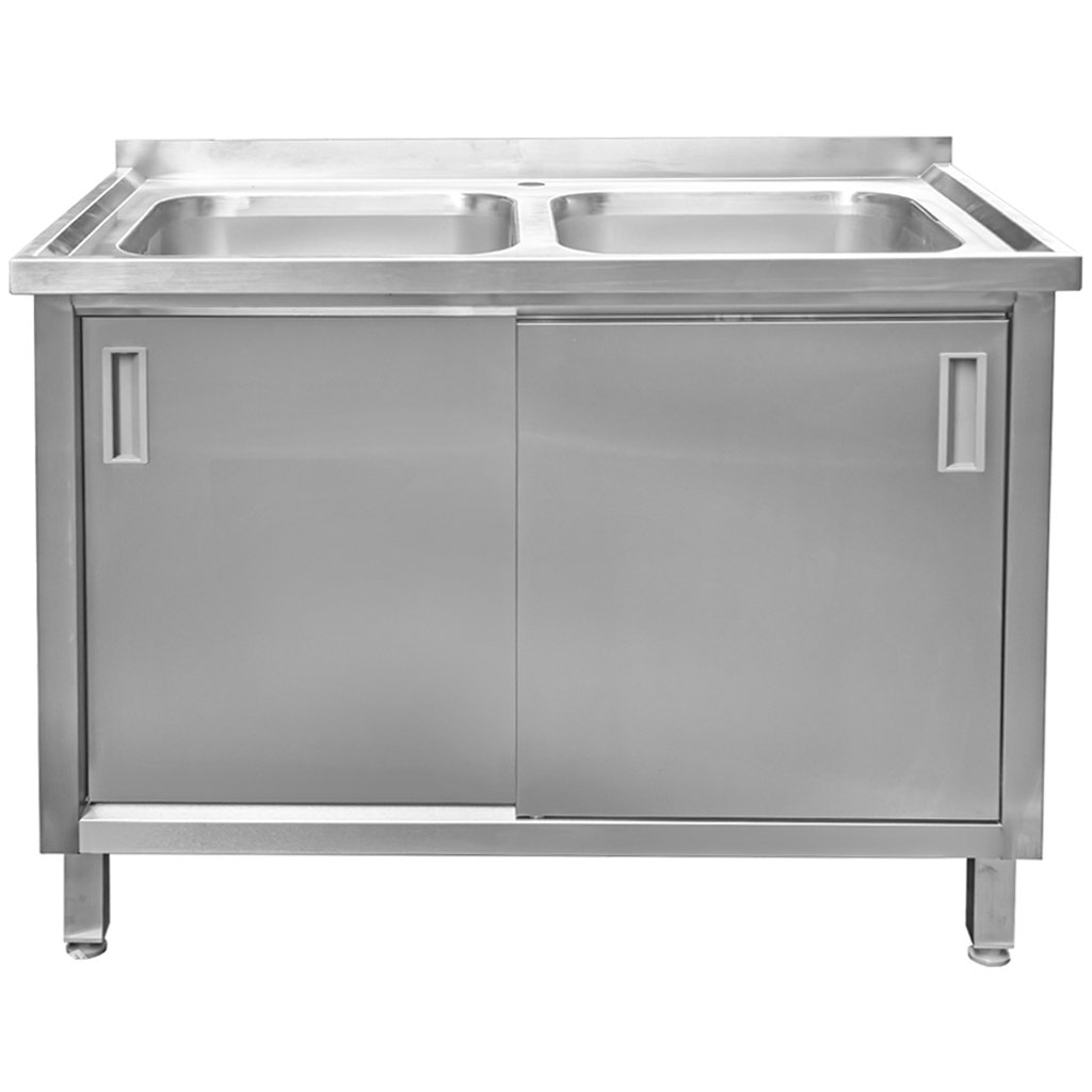 Mega-M 120x70x85 lavello gastronomico due vasche con armadio inox
