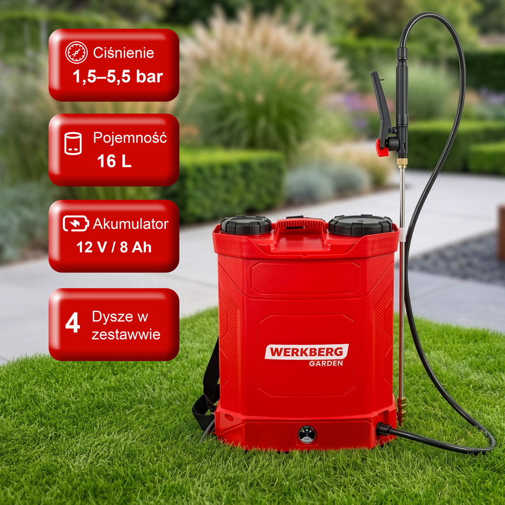 Werkberg Garden 16L pompa irroratrice a batteria a zaino