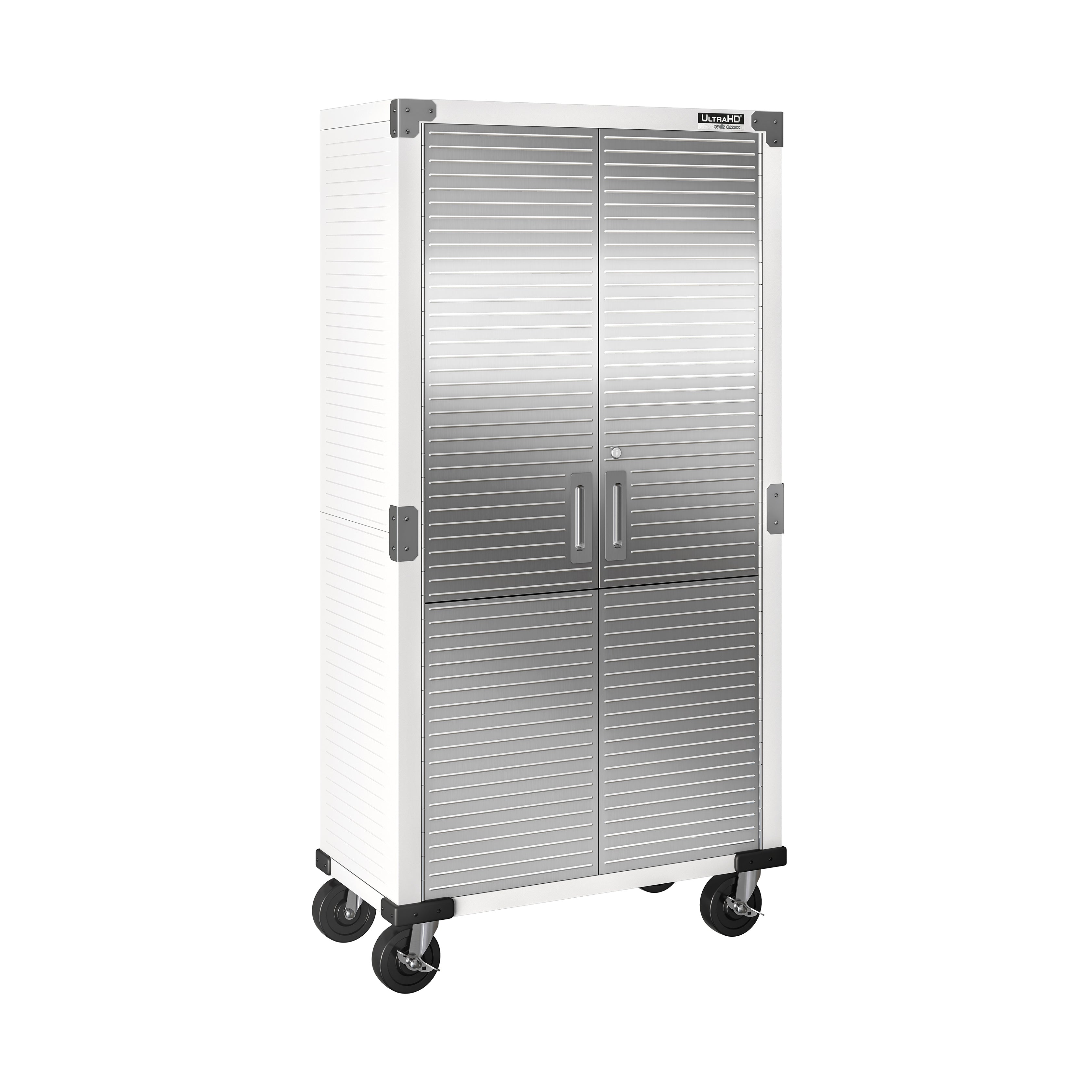 Seville Classics UltraHD Armadio Acciaio 2 Pezzi Bianco con Ruote