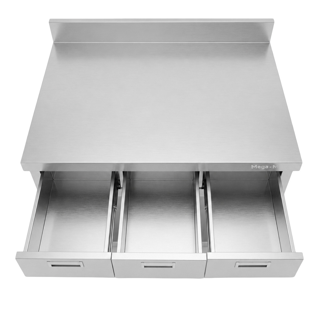 Mega-M X Tavolo Inox 100x70x85 cm con 3 Cassetti