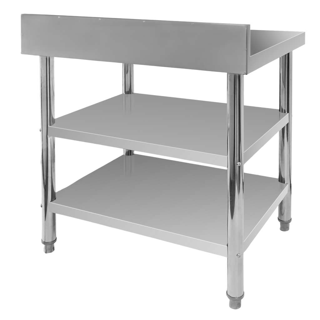 Mega-M X STANDARD tavolo inox 80x60x85 2 ripiani alzatina