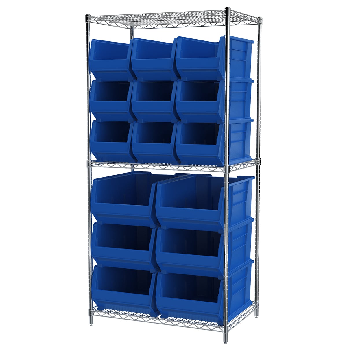 Akro-Mils AWS24360SAB scaffale filo 3 ripiani 18 box