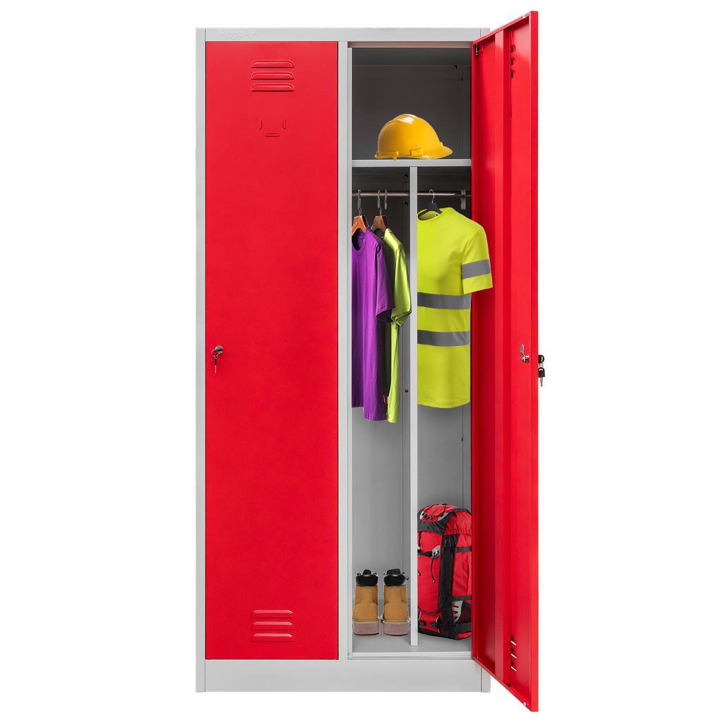 Mega-M S-80 armadietto spogliatoio 2 ante grigio rosso