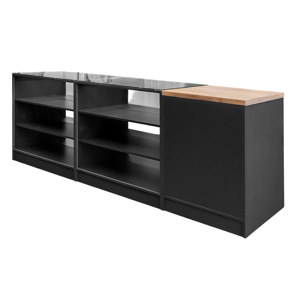 Mega-M 270cm banco negozio vetro antracite rovere 90x270x60