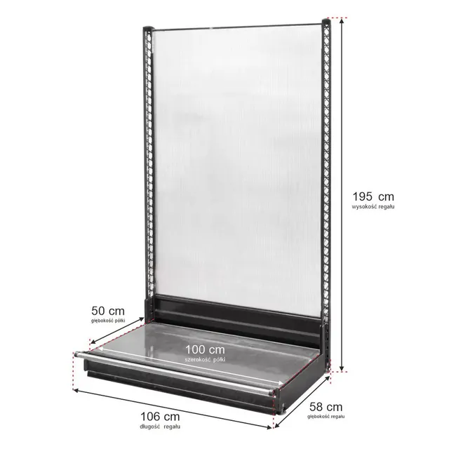 Wanzl H195 scaffale negozio a parete base 106 cm senza ripiani