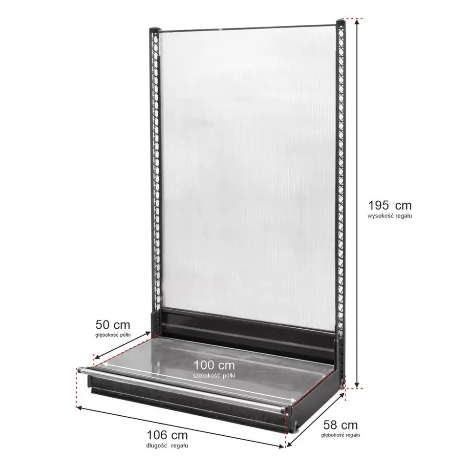 Wanzl H195 scaffale negozio a parete base 106 cm senza ripiani