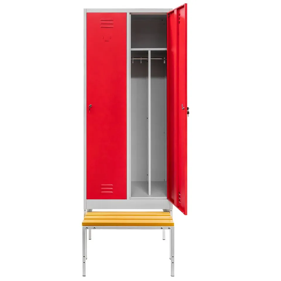 Mega-M armadio spogliatoio 2 ante 80 cm panca grigio rosso