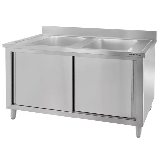 Mega-M 100x70x85 lavello gastronomico doppia vasca con armadio