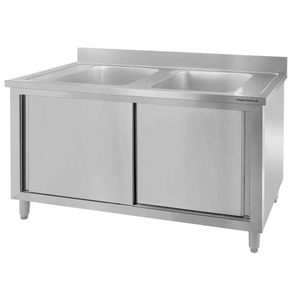 Mega-M 100x70x85 lavello gastronomico doppia vasca con armadio