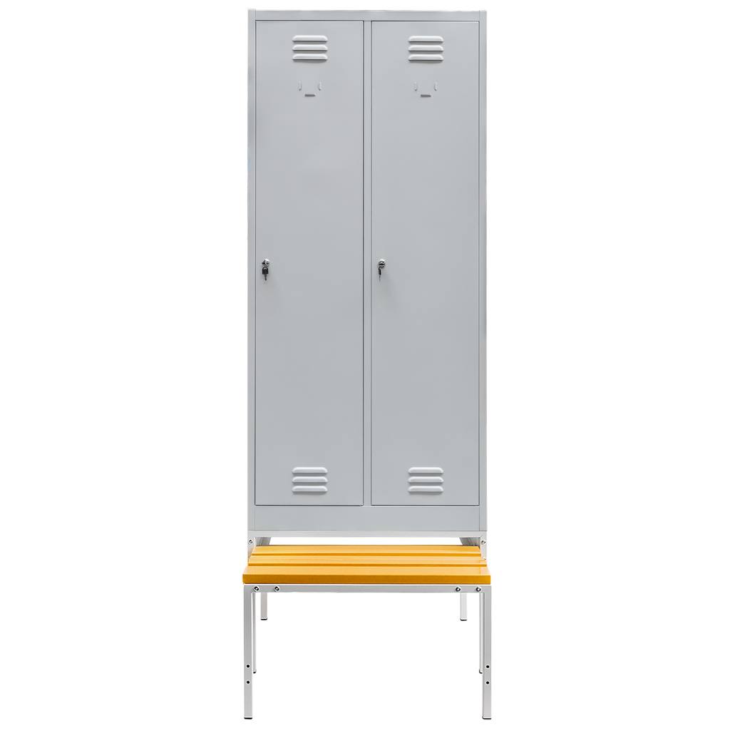 Mega-M armadietto spogliatoio 2 ante 80 cm grigio con panca