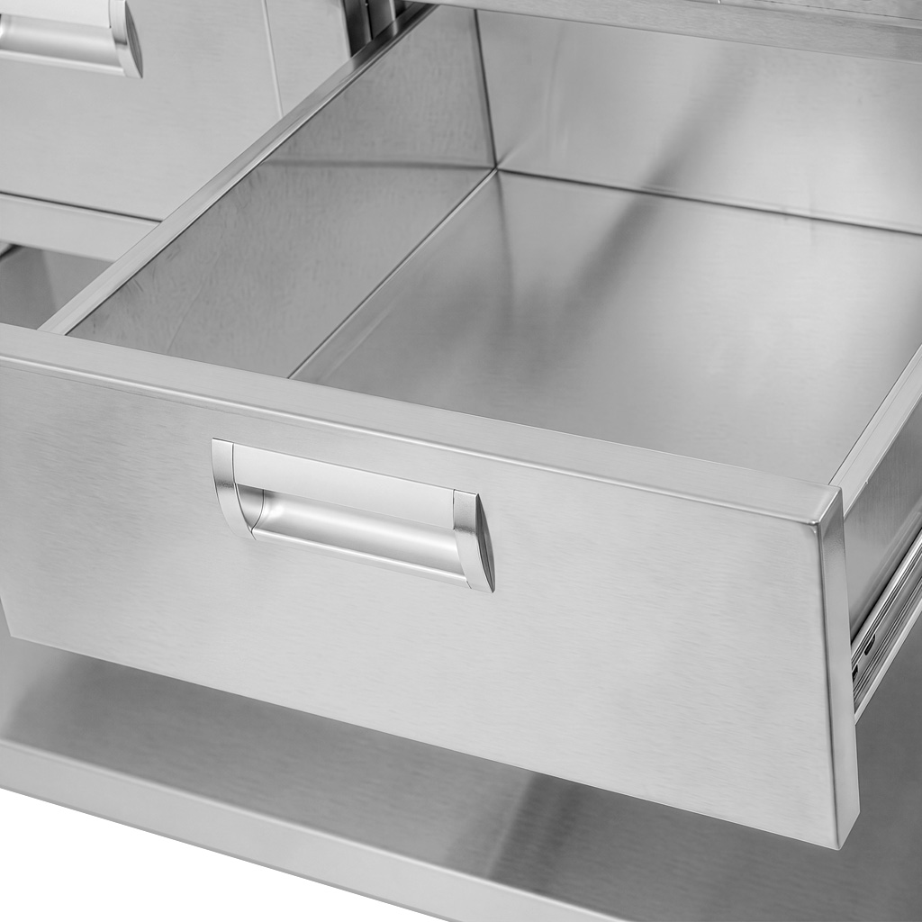 Mega-M X 120x60x85 Tavolo Inox a Parete con 3 Cassetti