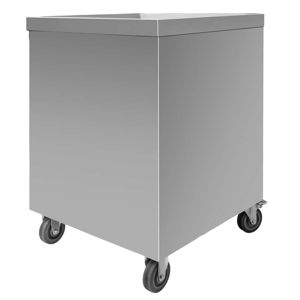 Mega-M tavolo inox mobile 60x60x85 cm 3 cassetti ruote