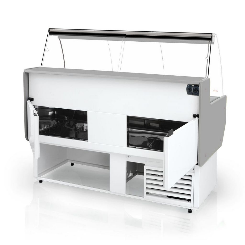 Rapa L-B2 201/107 banco frigo carne vetro curvo