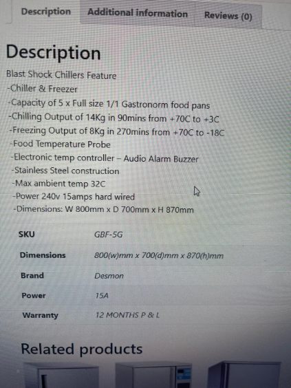 Desmon GBF-5G Abbattitore di Temperatura Professionale