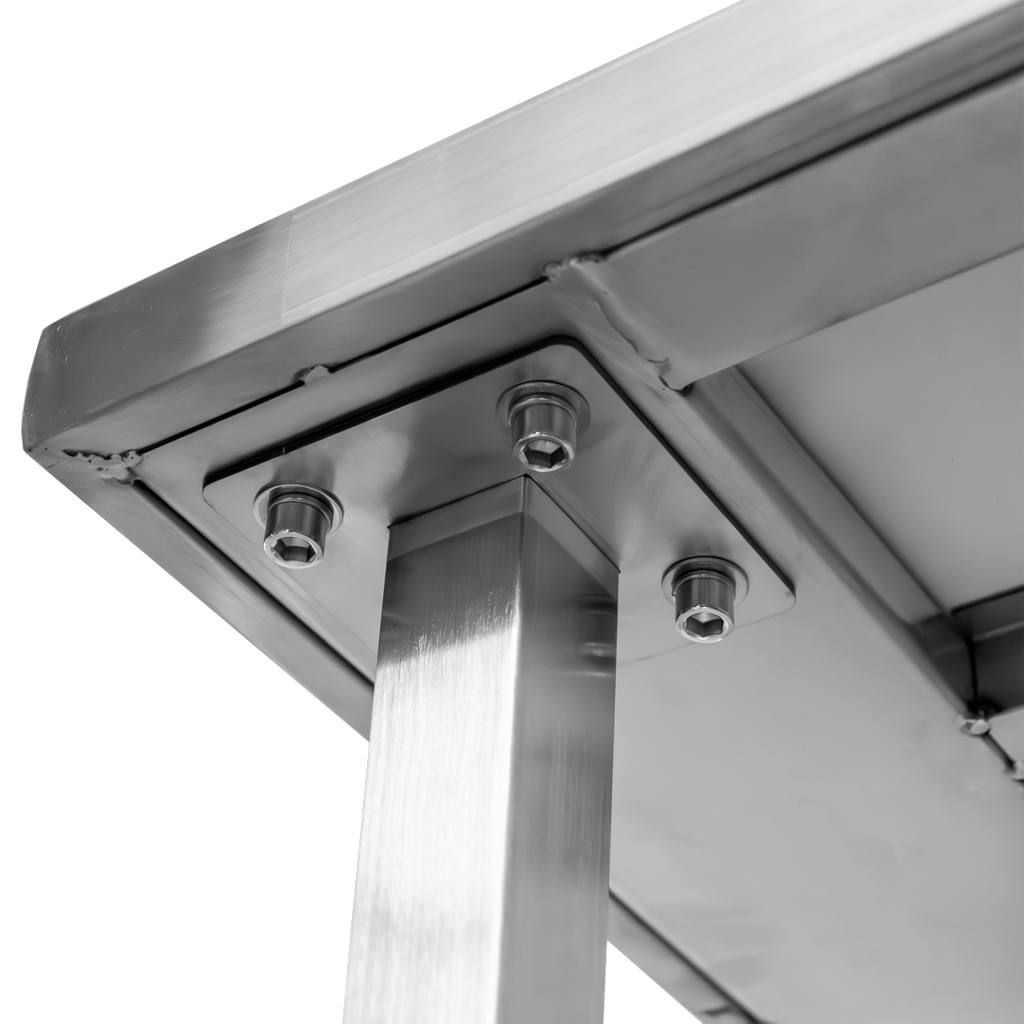 Mega-M Tavolo Inox 180x70x85 cm con Ripiano 6 Gambe