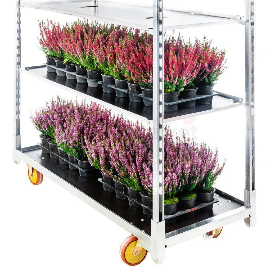 Mega-M carrello danese fiori base+2 ripiani zincato