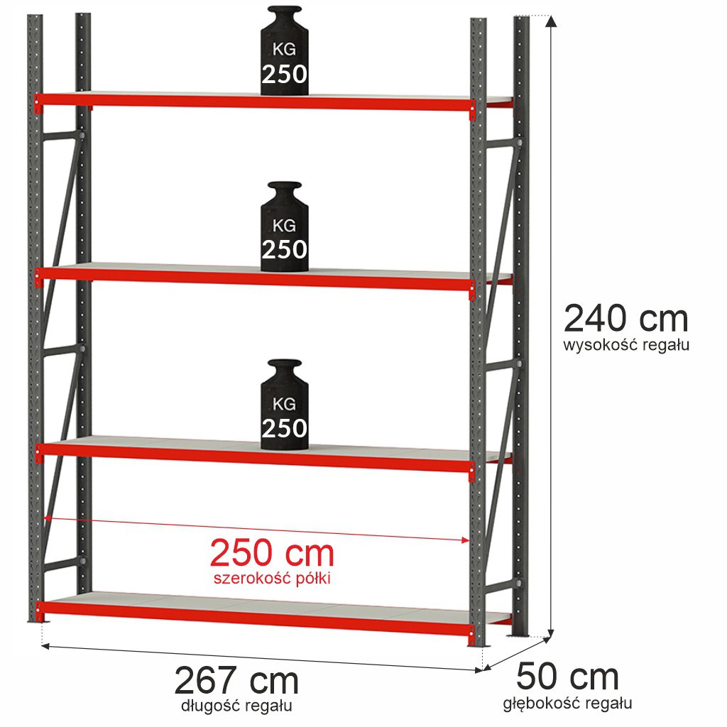 Mega-M Fortis Scaffale Metallo 240x267x50 4 Ripiani