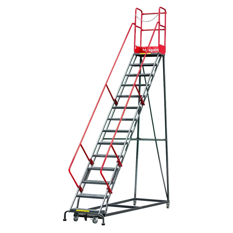 Mega-M H 357 cm scala magazzino mobile 14 gradini con freno