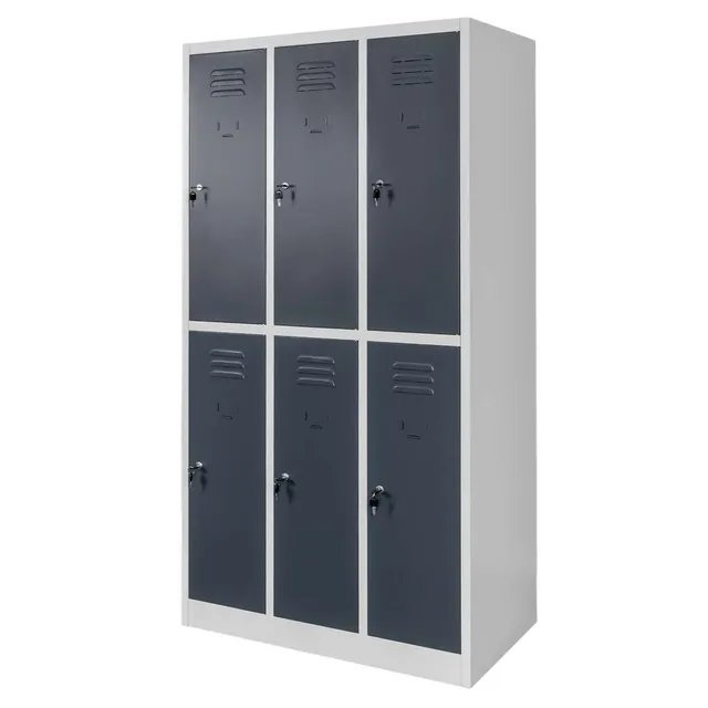 Mega-M BHP 6 scomparti 90x50x180 armadietto spogliatoio grigio