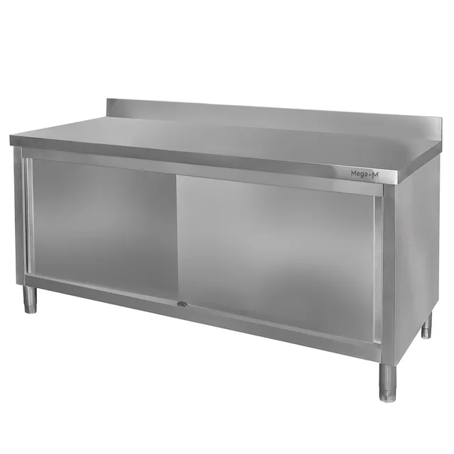 Mega-M tavolo armadiato inox 200x70x85 cm con alzatina