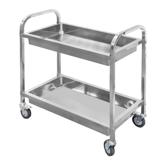 Mega-M carrello servizio inox 85x45x90 cm 2 ripiani con ruote