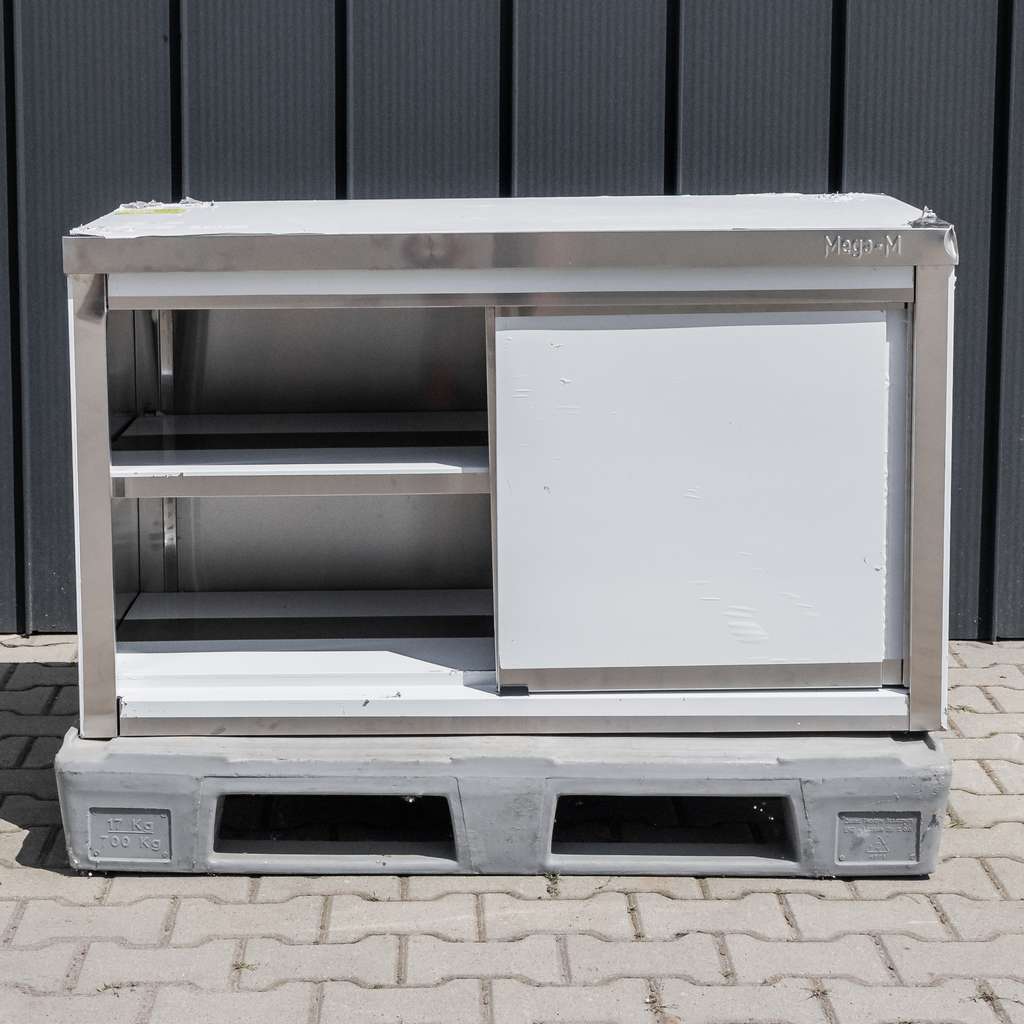 Mega-M tavolo inox 120x60x85 cm centrale con armadio revisionato