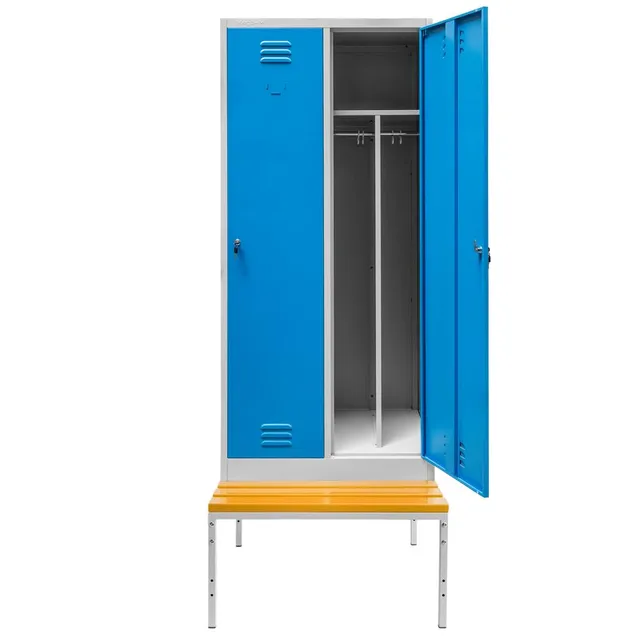 Mega-M armadietto spogliatoio 2 ante 80 cm con panca grigio blu