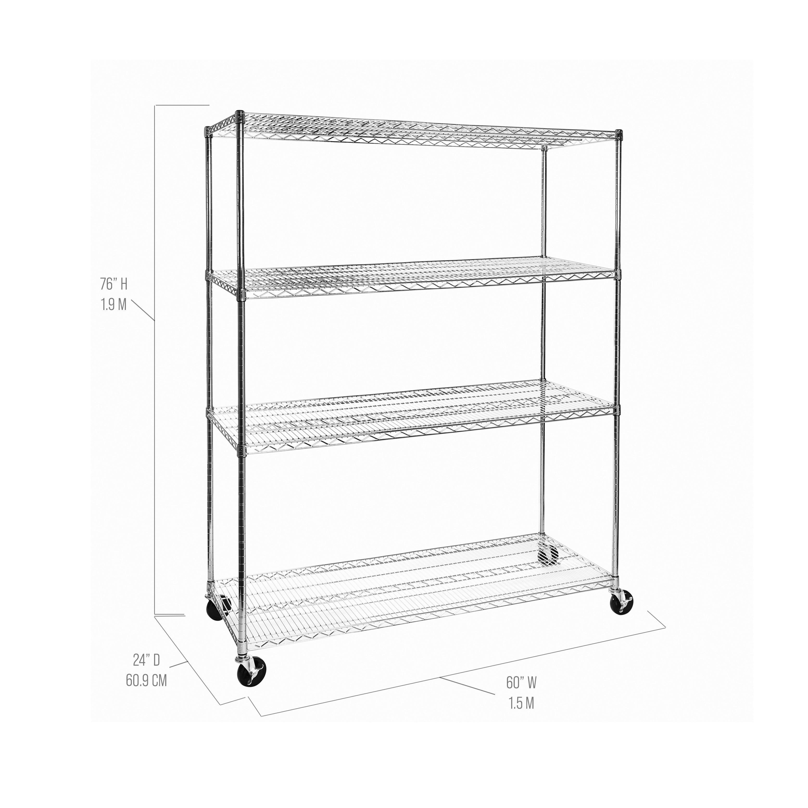 Seville Classics UltraDurable scaffale 4 ripiani 152x61 cm portata 363 kg