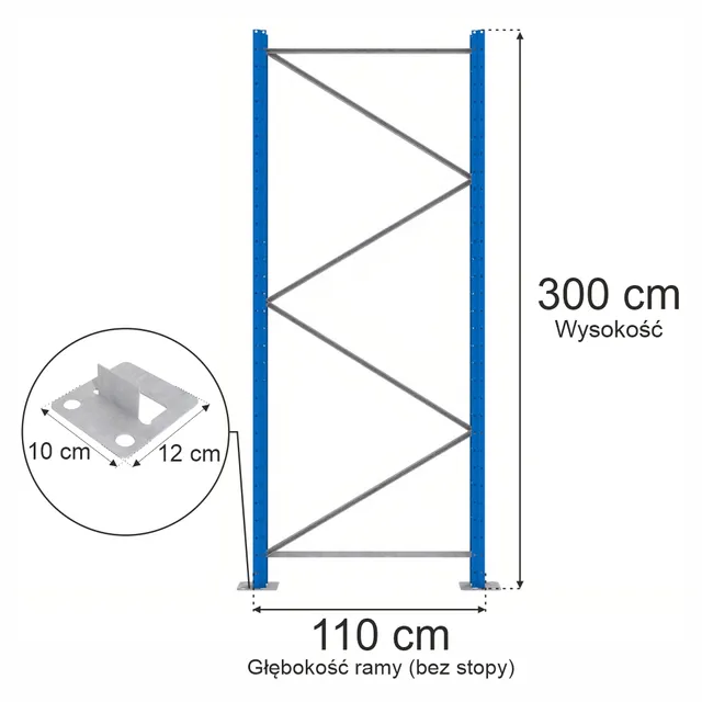 Mega-M XR spalla portapallet blu H-300 G-110 cm