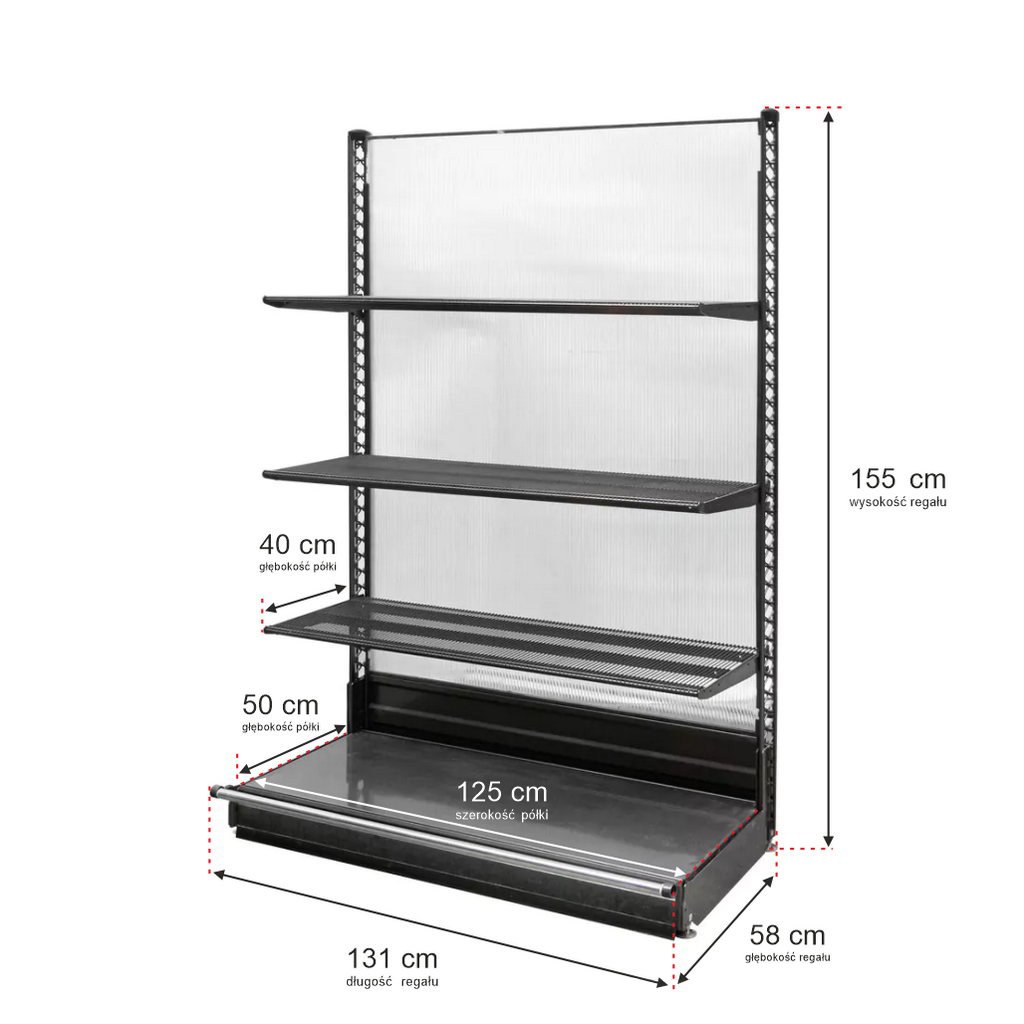 Wanzl H-155 L-131 Scaffale Negozio Parete 3 Ripiani Base