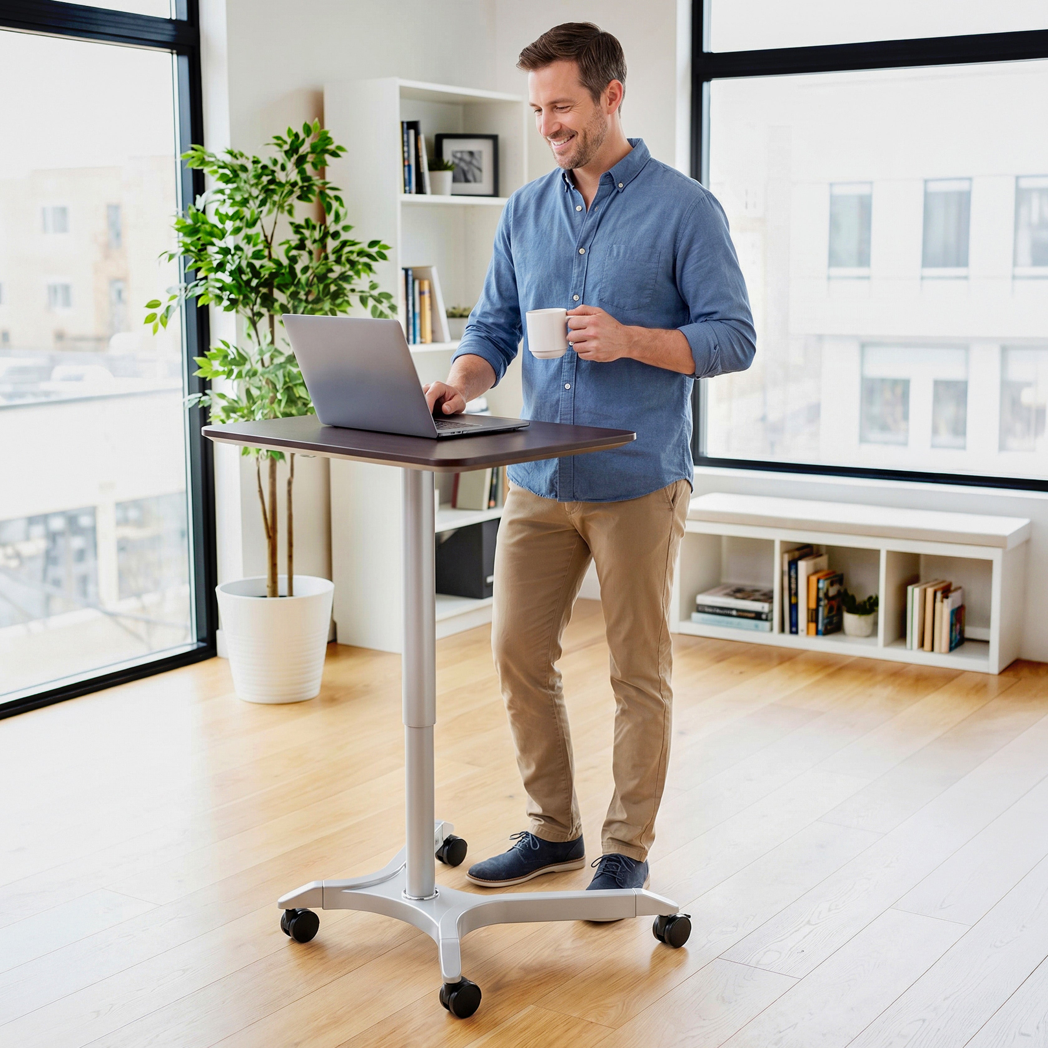 Seville Classics airLIFT scrivania sit-stand espresso 71x50 cm