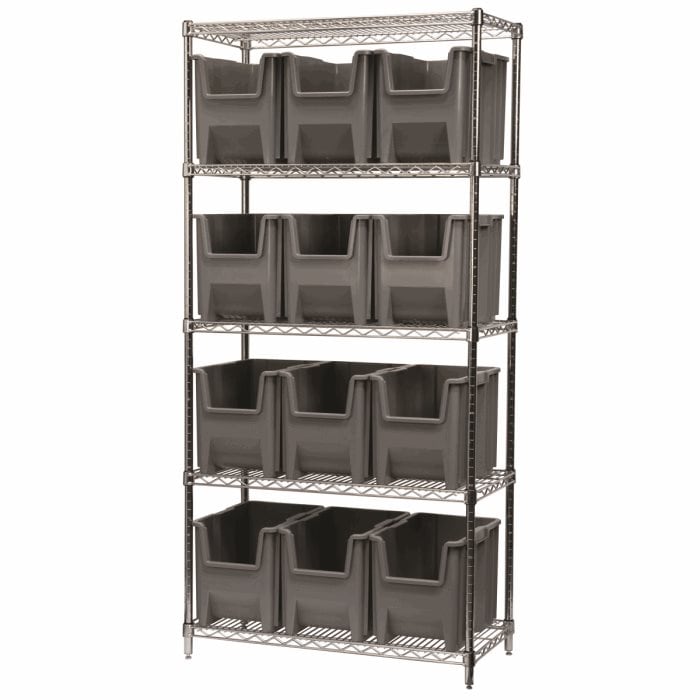 Akro-Mils AWS183613014 scaffale 5 ripiani con 12 box metallo