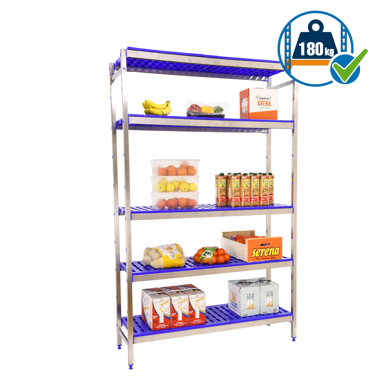 Simonrack SimonInox PP 5 Scaffale Inox Iniziale 5 Ripiani PP Alimentare