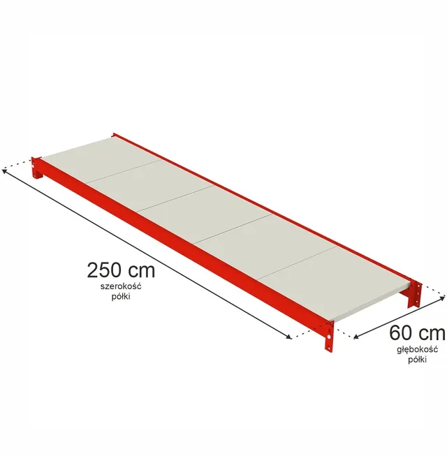 Mega-M Fortis Ripiano Scaffale 250x60 cm Portata 250 kg