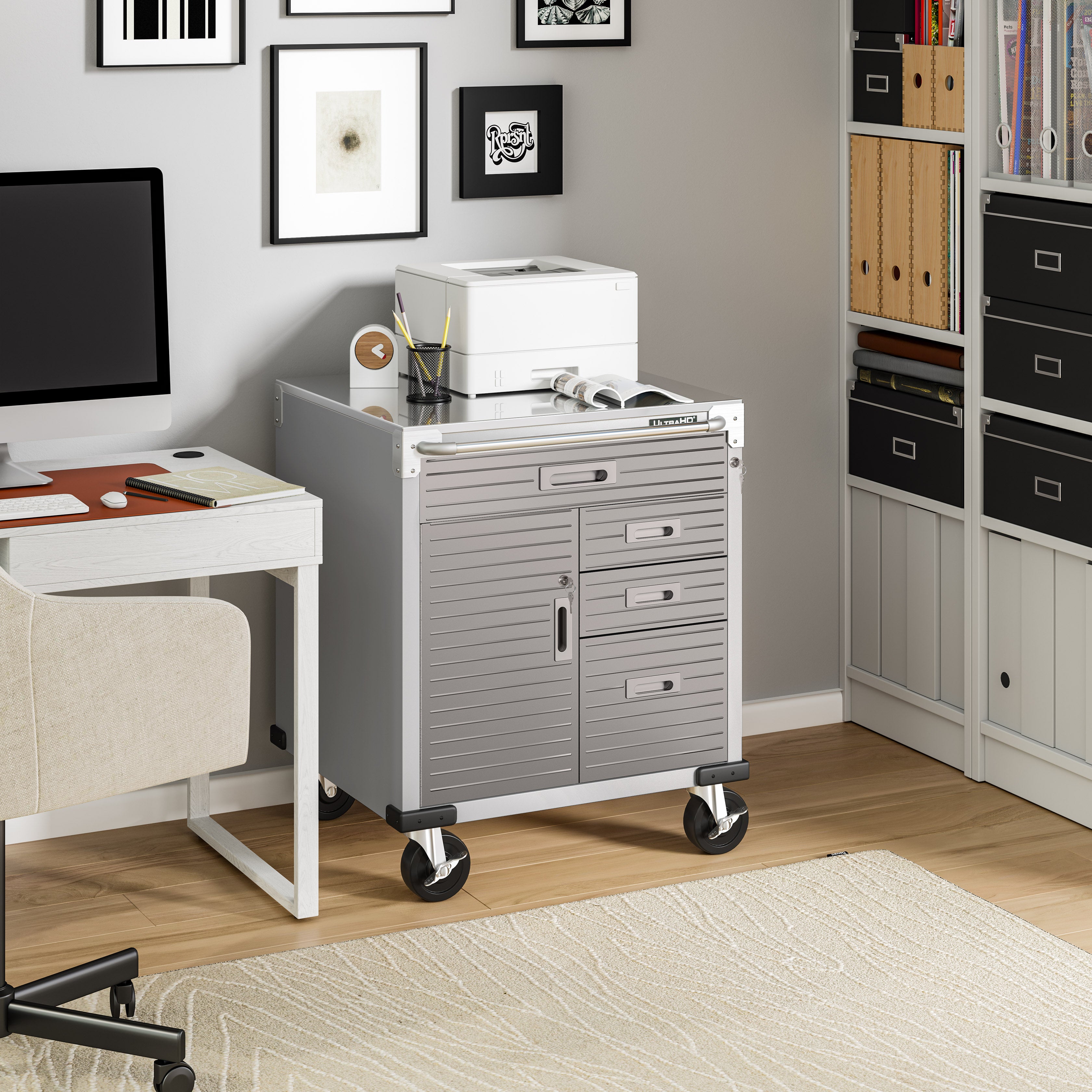 Seville Classics UltraHD mobile officina acciaio 4 cassetti 71 cm