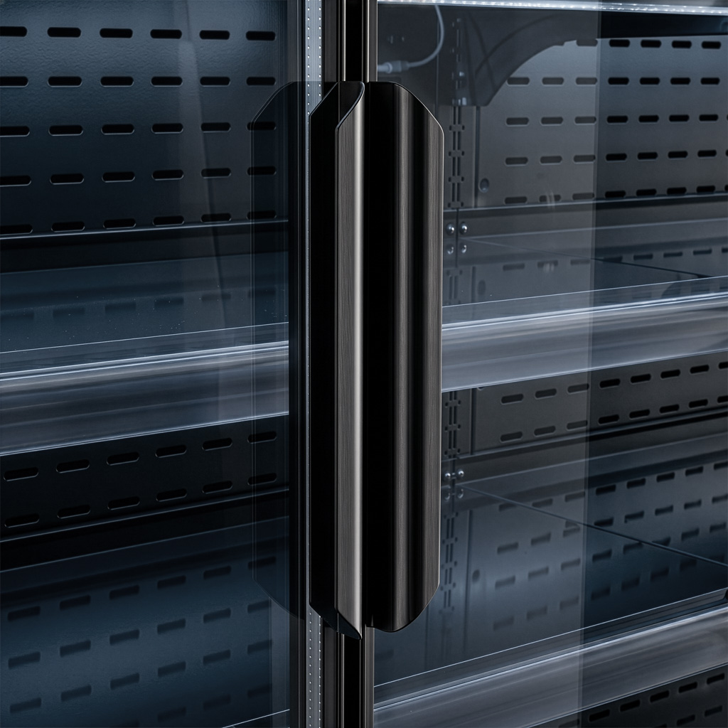 Mega-M Hugo Plus RU banco frigo nero 125 cm porte vetro