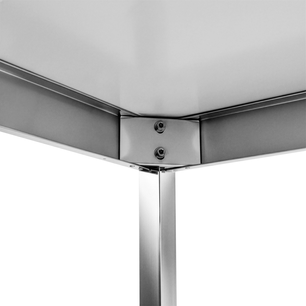 Mega-M X Standard 180x70x85 tavolo inox da parete 2 ripiani