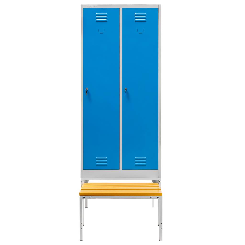 Mega-M S-80 cm armadietto spogliatoio 2 ante grigio blu panca