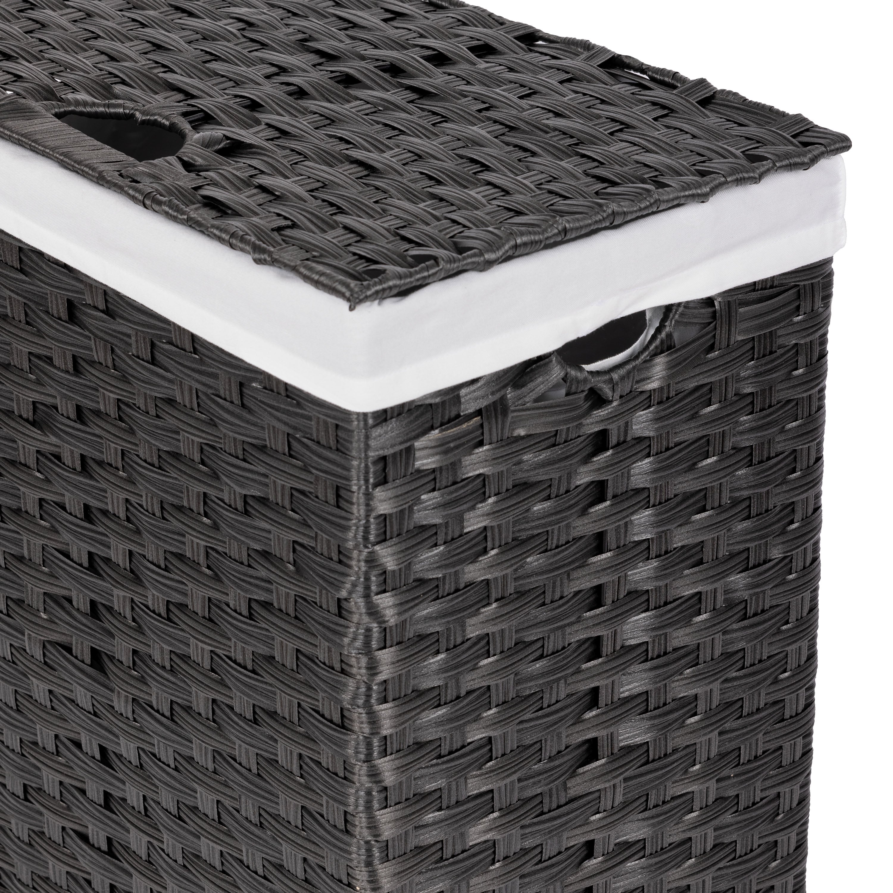 Seville Classics Cesto Portabiancheria Intrecciato Nero con Coperchio