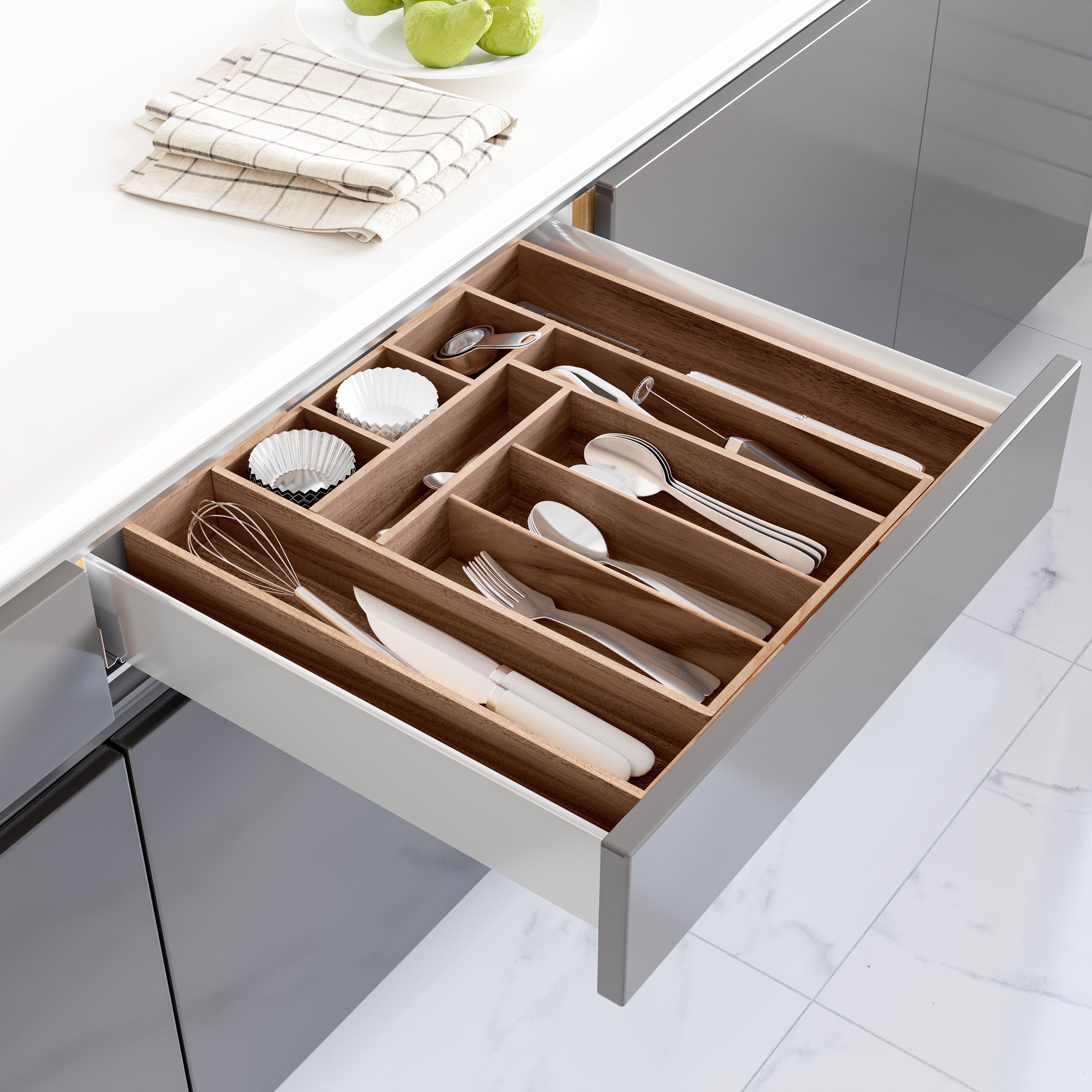 Seville Classics Organizer Cassetti Acacia 4 Pezzi Espandibile