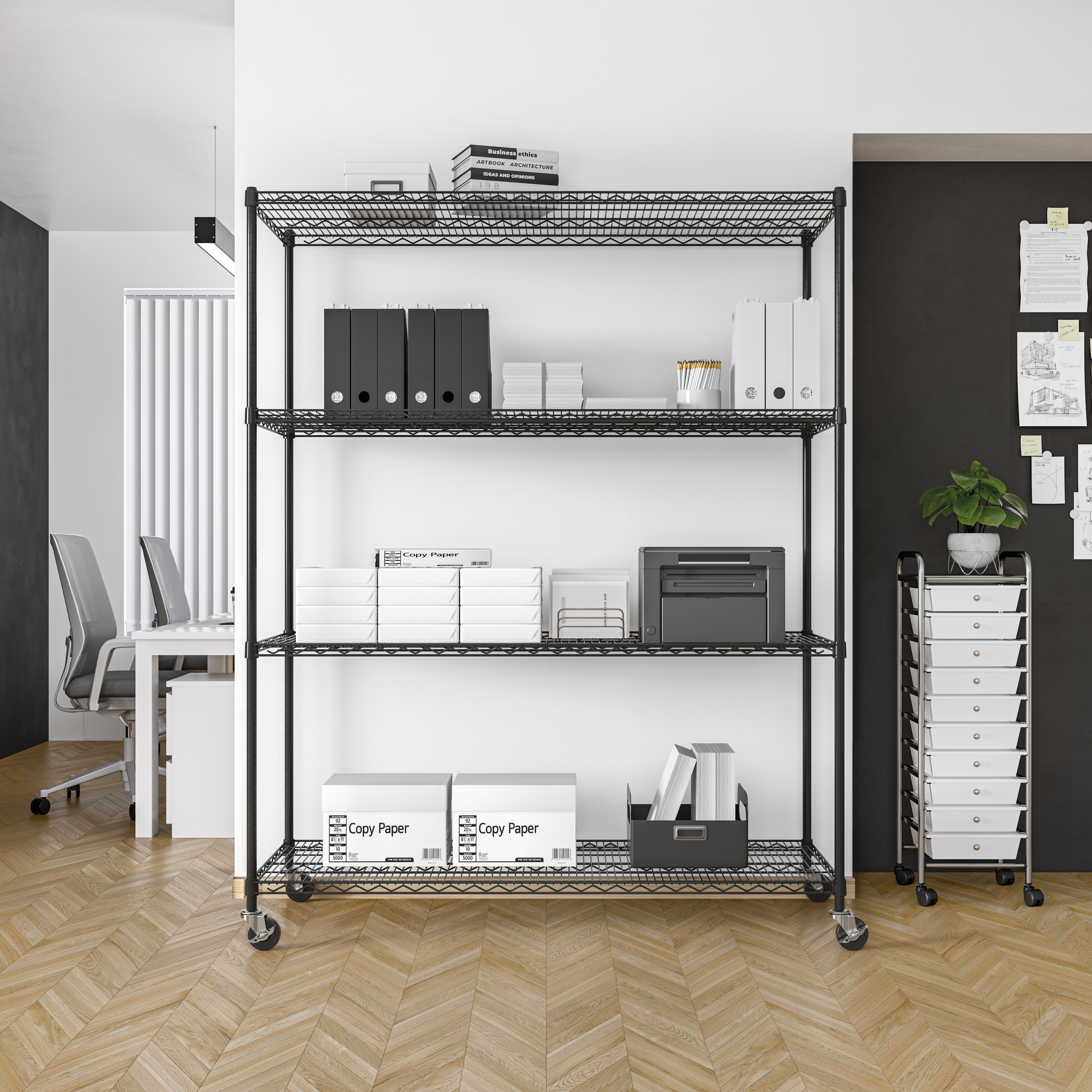 Seville Classics UltraDurable SHE24601 scaffale nero 4 ripiani