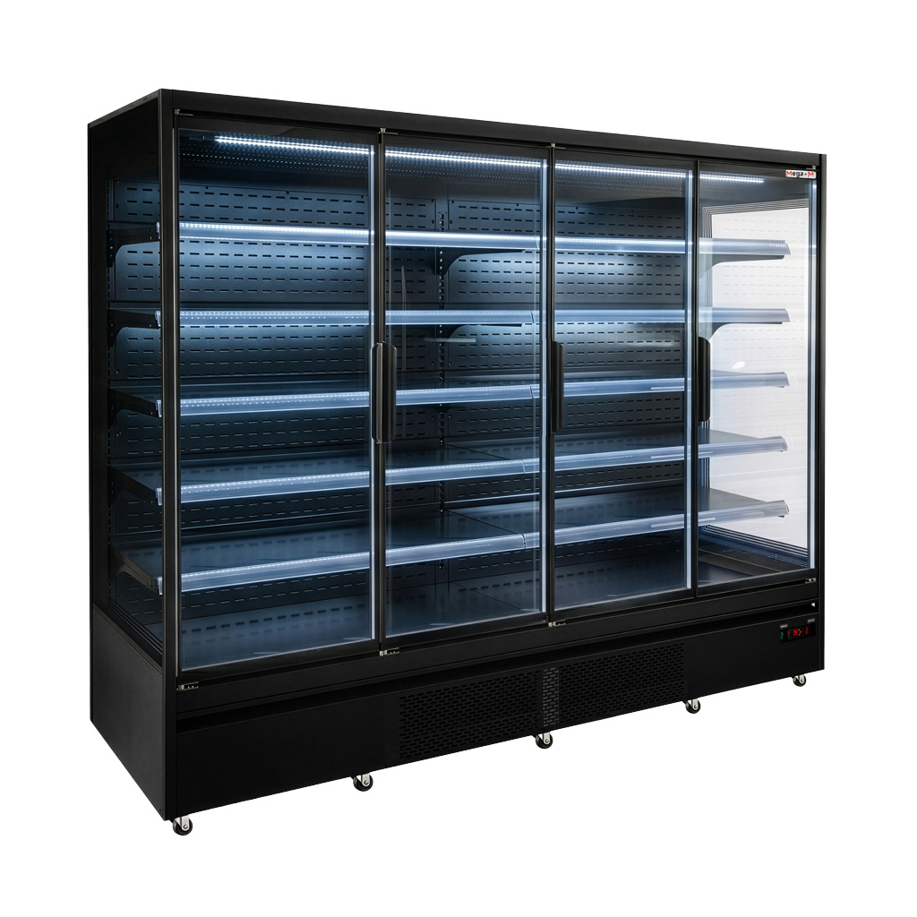 Mega-M Hugo Plus RU banco frigo nero L-250 cm porte vetro