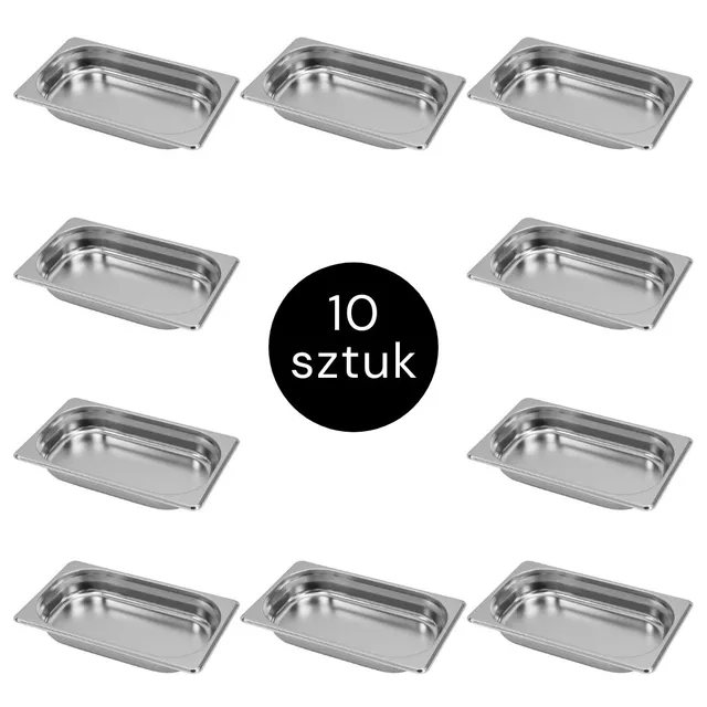 Mega-M GN 1/4 contenitore inox 4 cm set 10 pezzi